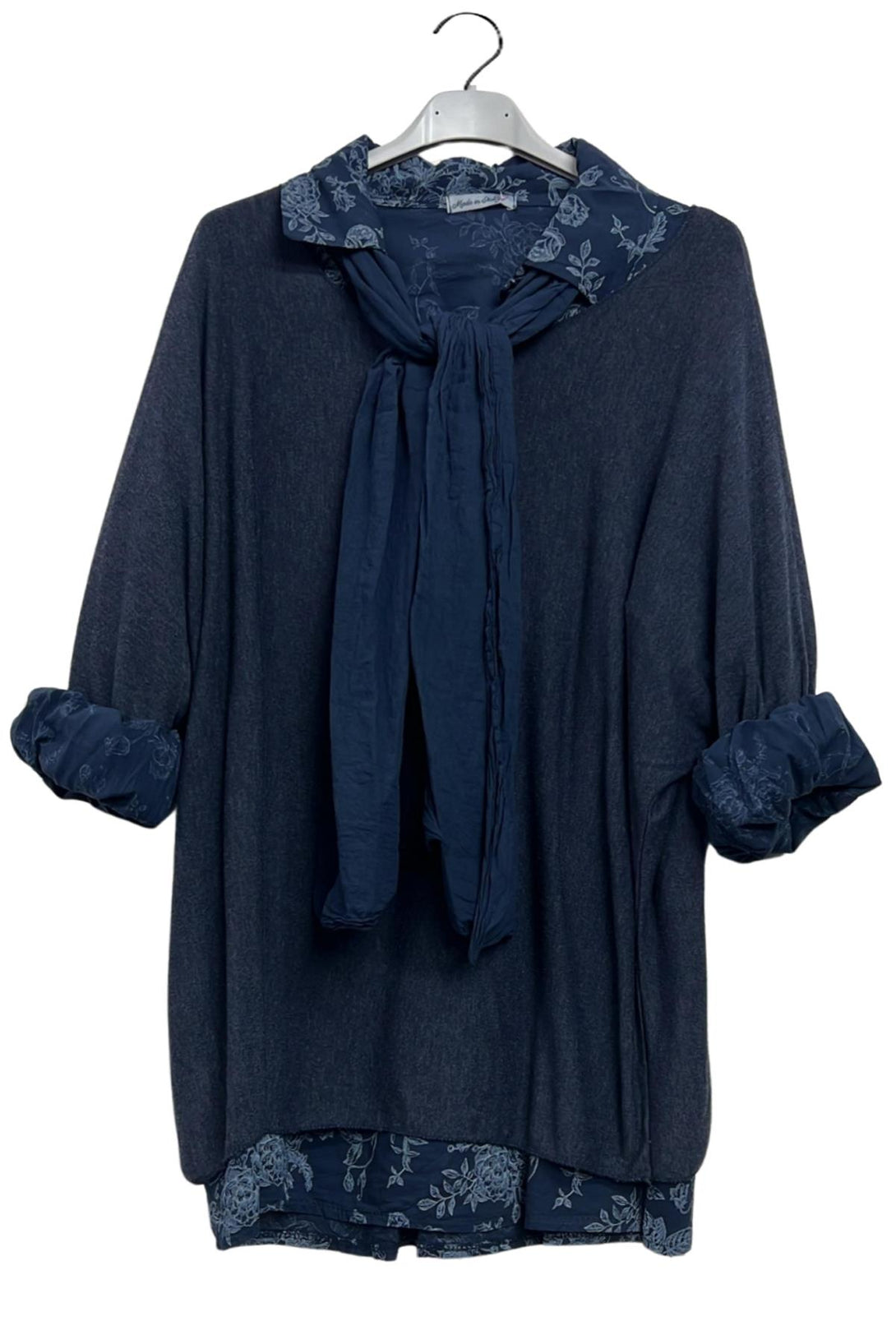 floral print cotton top and scarf combo
