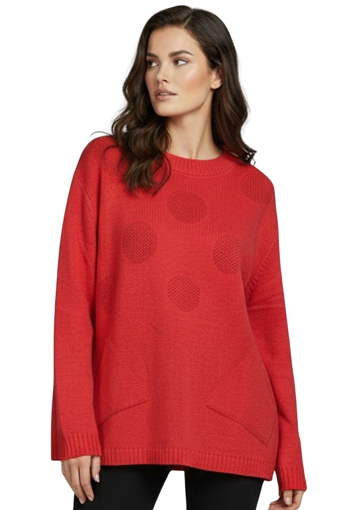 long sleeve polka dot knit tunic
