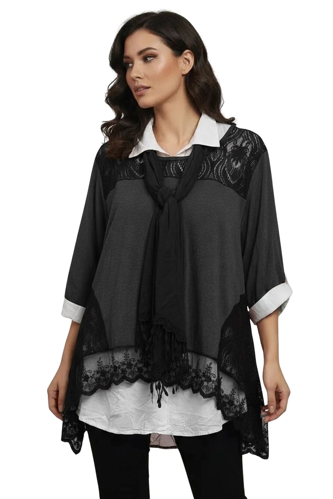 mustard floral layered hem blouse
