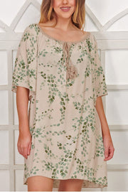 Leaf Print Viscose Dress