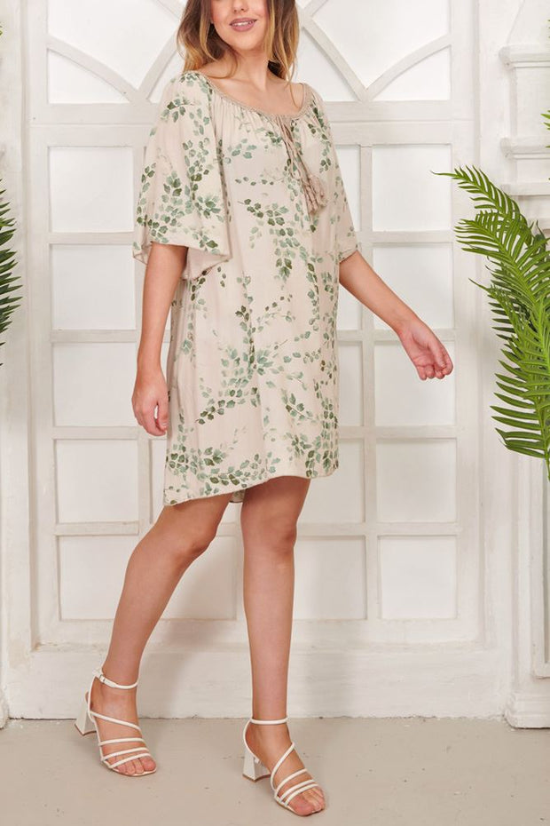 Leaf Print Viscose Dress