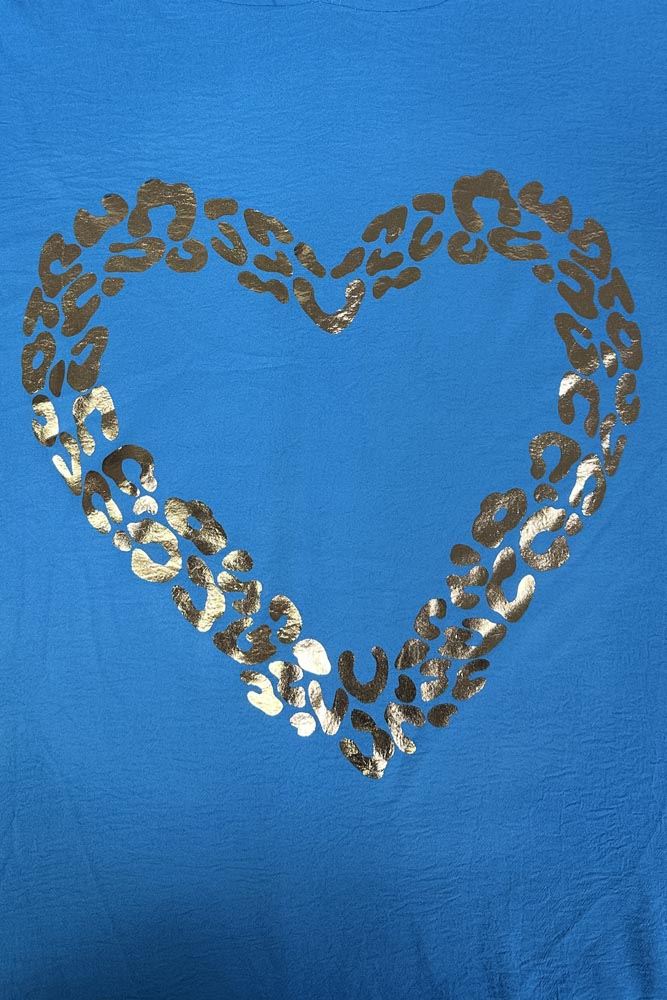 Leopard Heart Print Dipped Hem Hoody