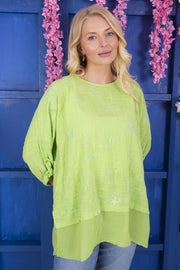 Embroidered Floral Tunic Top