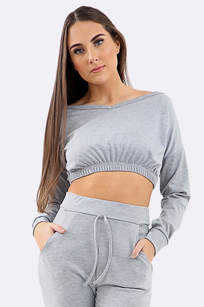 Audrey 2Pcs Crop Top And Drawstring Bottom Tracksuit - Love My Fashions - Womens Fashions UK