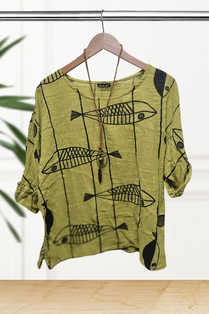 Fish Printed Necklace Top