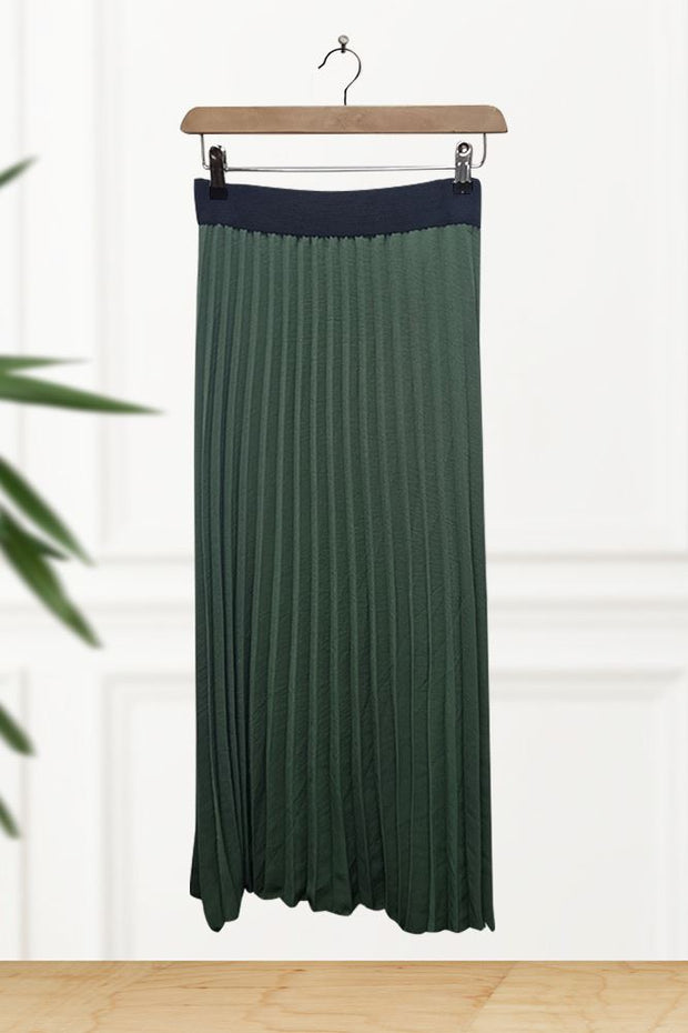 Italian Pleated Elasticated Maxi Skirt