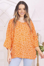 Giraffe Print Cotton Tunic Top