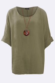 Kyla Plain Necklace Tunic Top