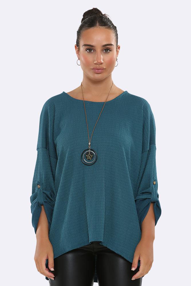Italian Plain Ruched Necklace Top
