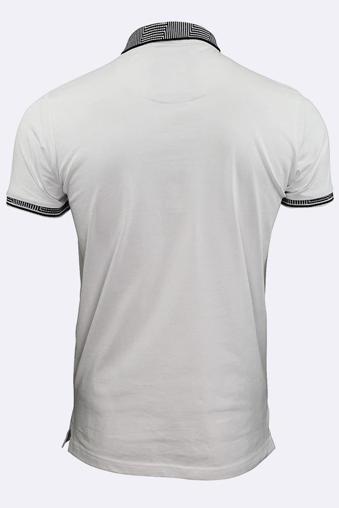Mens Polo Shirt Jacquard Collar Cuff Short Sleeve Tshirt_GRWO