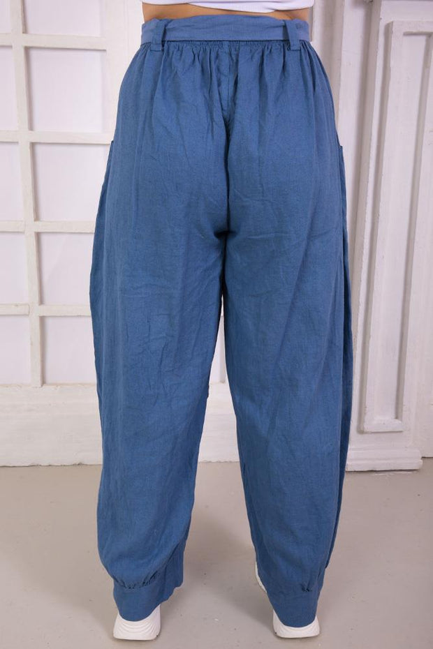 Belted Pocket Linen Trousers