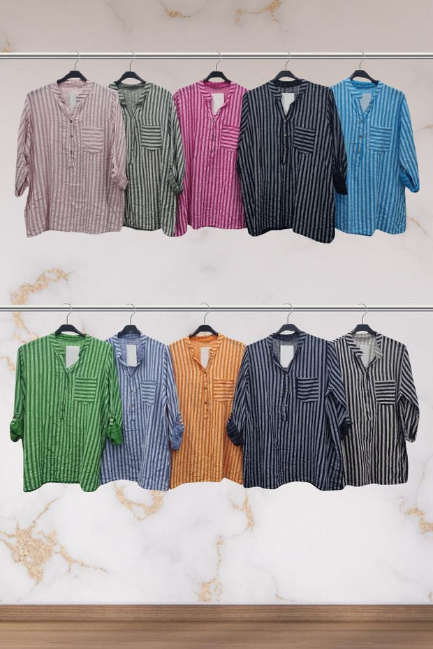 Striped Pocket Cotton Shirt