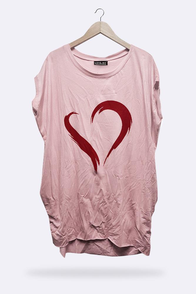 Italian Open Heart Motif T-shirt Top_GRWO