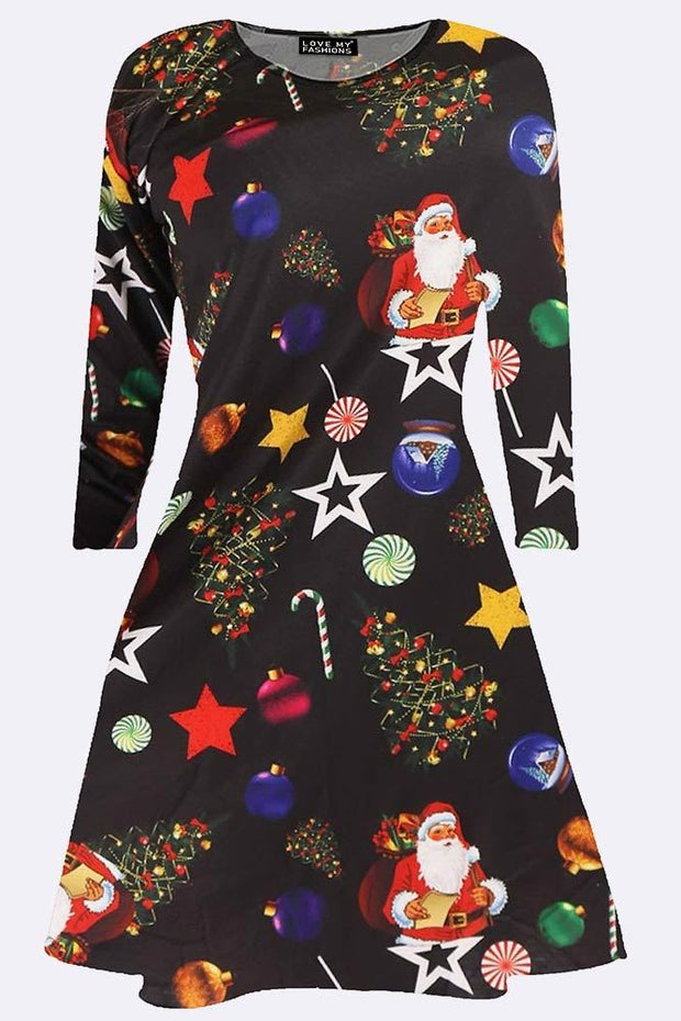 Darcie Girls Multicolour Star Ball Print Xmas Dress - Love My Fashions - Womens Fashions UK