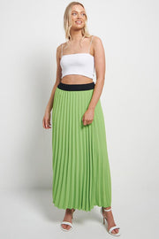 Italian Pleated Elasticated Maxi Skirt