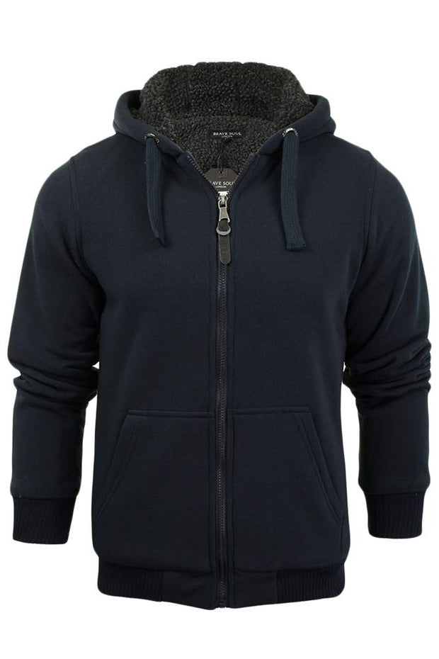 Mens Brave Soul Zone Sherpa Lined Hooded Sweatshirt_GRWO