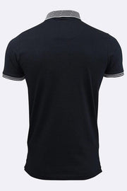 Mens Polo Shirt Jacquard Collar Cuff Short Sleeve Tshirt_GRWO