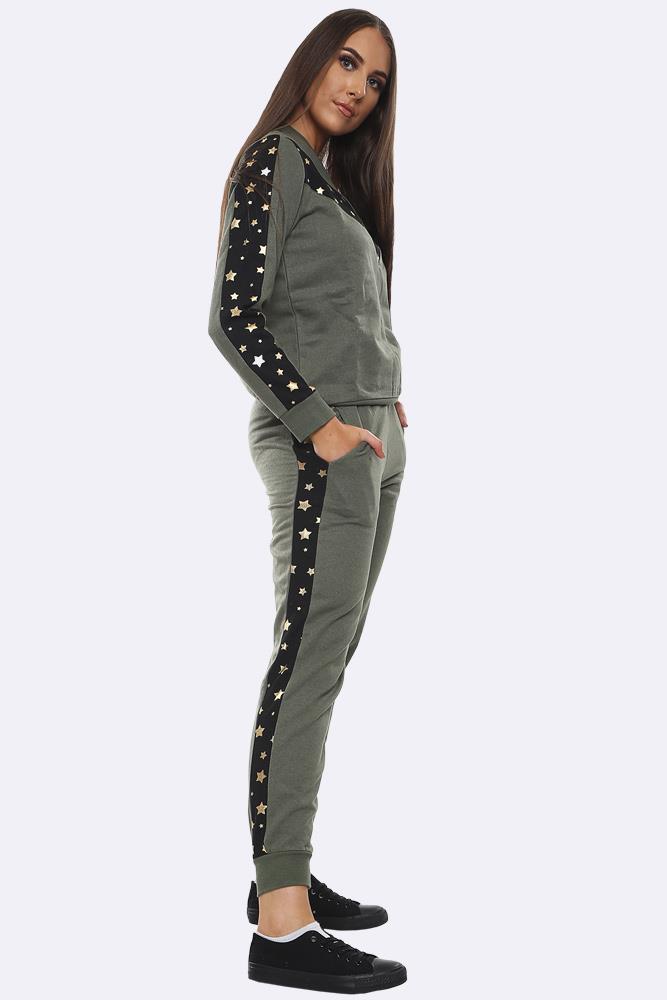 Star Print Side Panel Loungwear Tracksuits