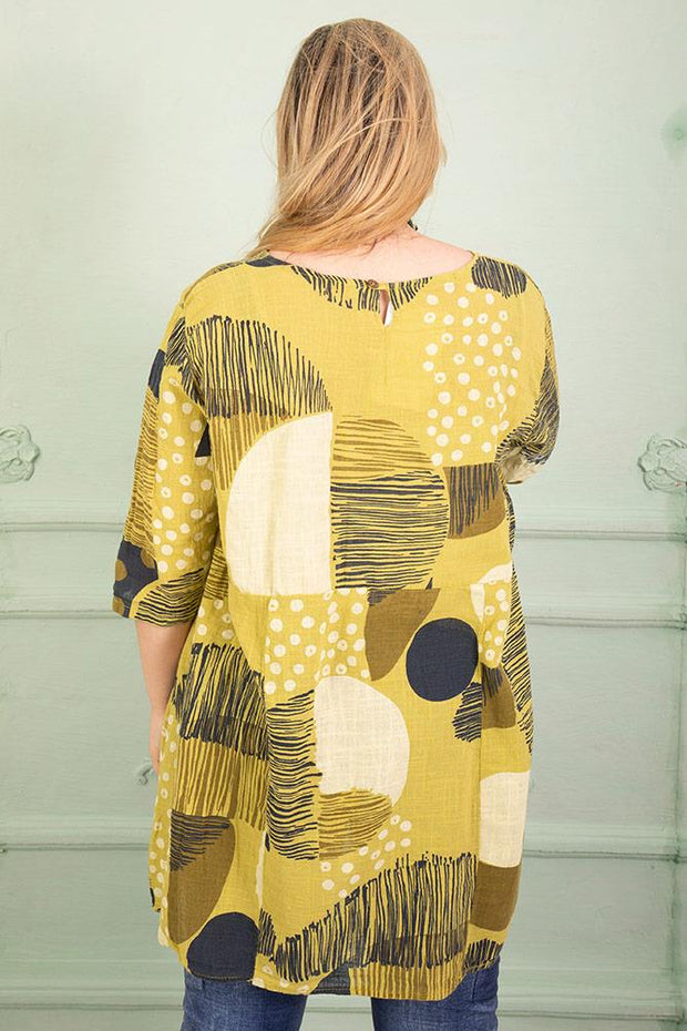 Abstract Print Cotton Tunic Top