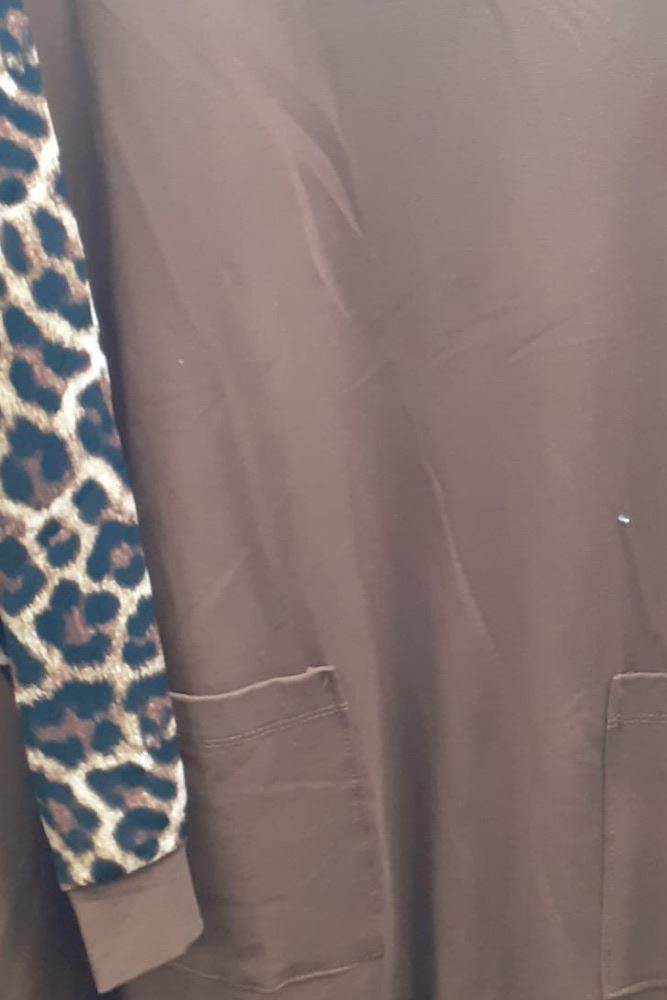 Italian Leopard Print Sleeve Frill Hem Dress