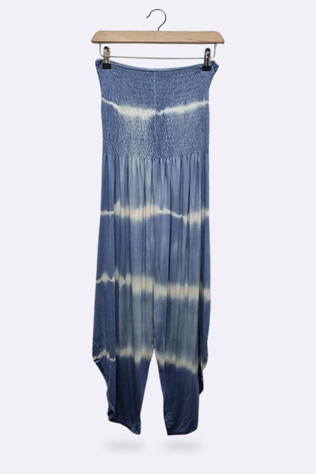 Italian Ali Baba Style Shirred Tube Neck Tie Dye Jumpsuit