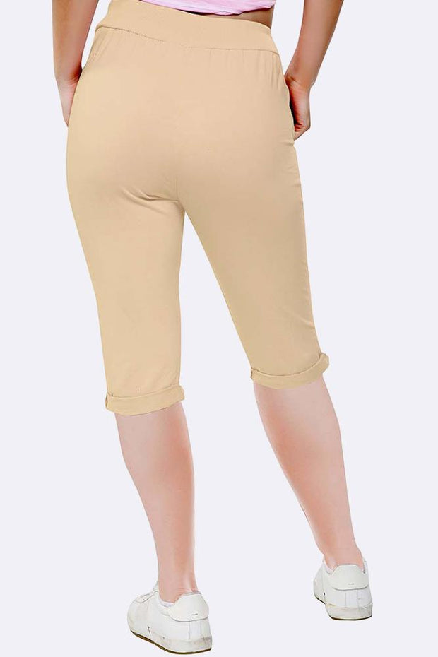 Italian Plain 3/4 Drawstring Pocket Trousers_GRWO