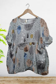 Abstract Print Cotton Tunic Top