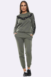Star Print Side Panel Loungwear Tracksuits