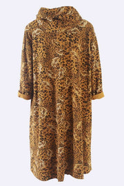 Italian Leopad Printed Baggy Hoodie Dress