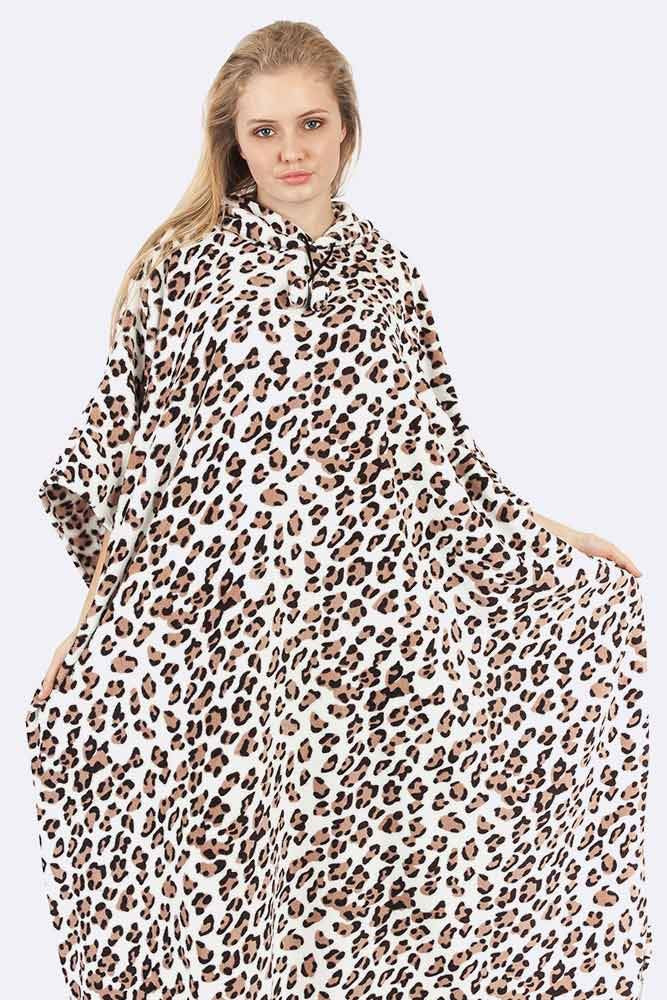 Odalys Printed Hooded Fleece Poncho Blanket - Love My Fashions - Womens Fashions UK