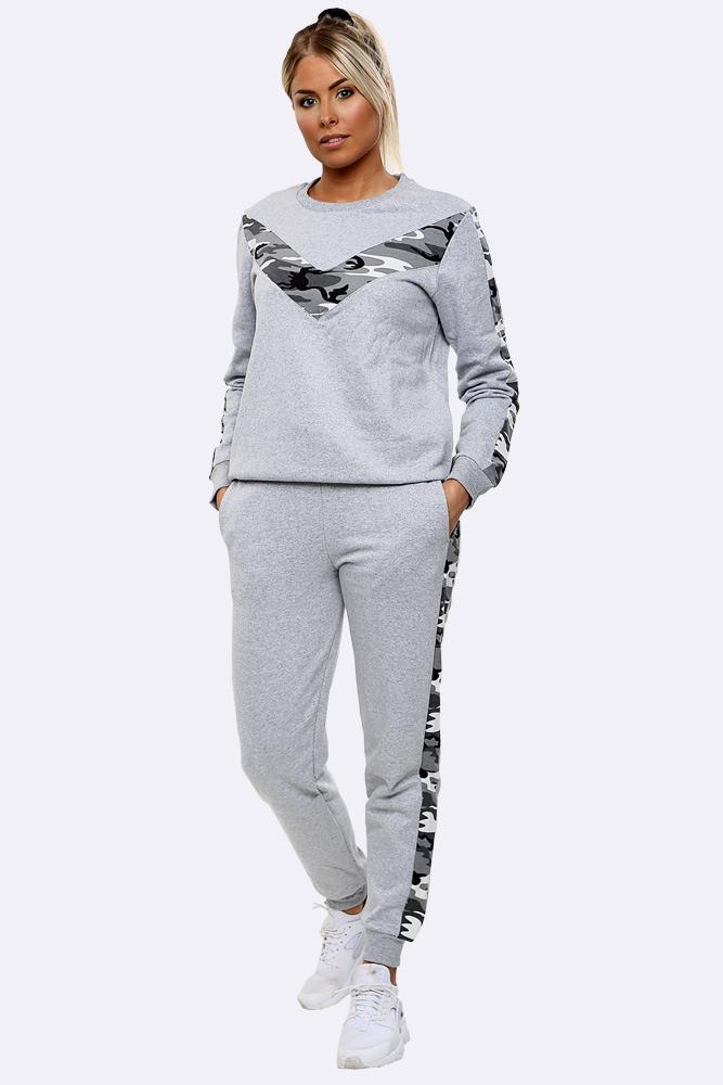 Camouflage Print Side Panel Loungwear Tracksuit