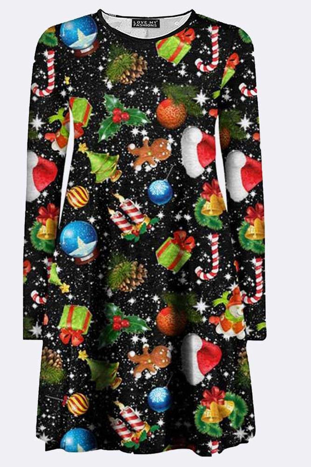 Danielle Girls Galaxy Santa Hat Gift Print Xmas Dress - Love My Fashions - Womens Fashions UK