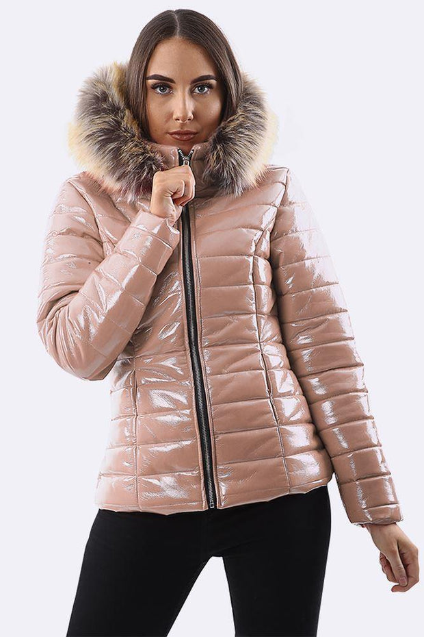 Georgia Quilted Faux Fur Hooded Long Sleeve Padded Jacket_GRWO