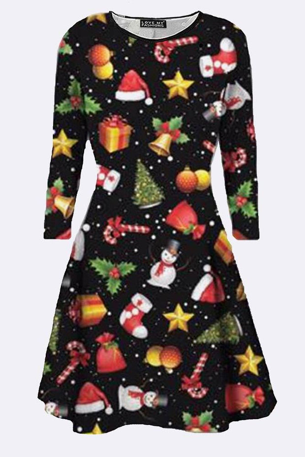 Darcey Girls Gift Stick Santa Hat Print Xmas Dress - Love My Fashions - Womens Fashions UK