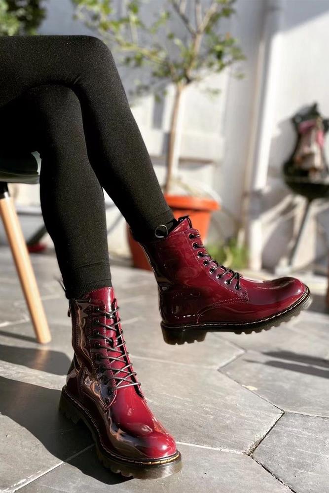 Patent Chunky Lace Up Ankle Boots_GRWO