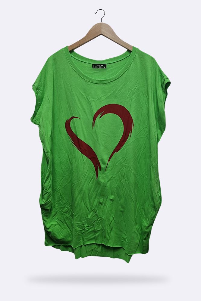Italian Open Heart Motif T-shirt Top_GRWO
