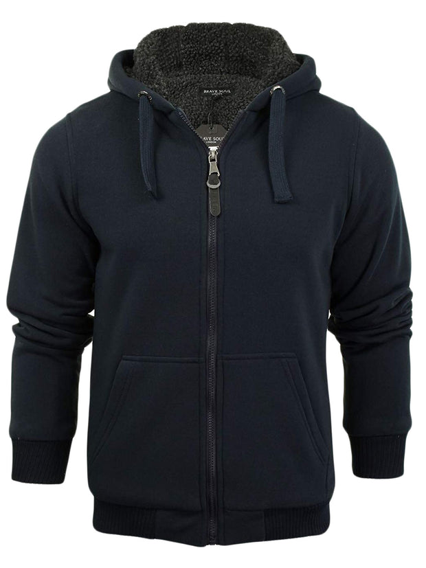 Mens Brave Soul Zone Sherpa Lined Hooded Sweatshirt_GRWO