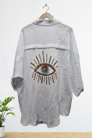 Sequin Eye Cotton Long Shirt
