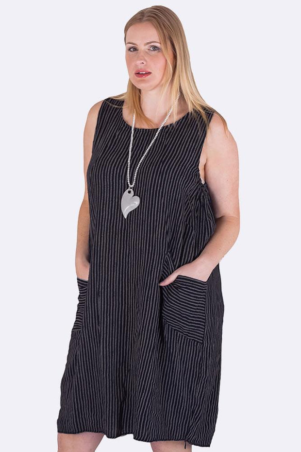 Harriet Striped Pocket Midi Dress_GRWO