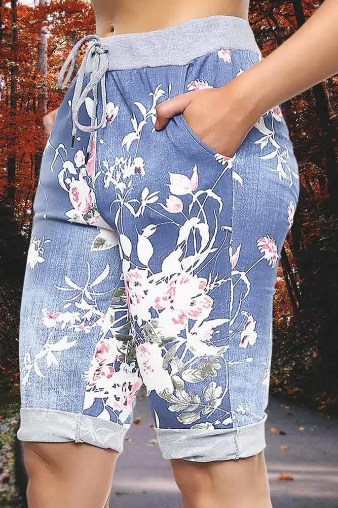 Floral Printed 3/4 Drawstring Trouser