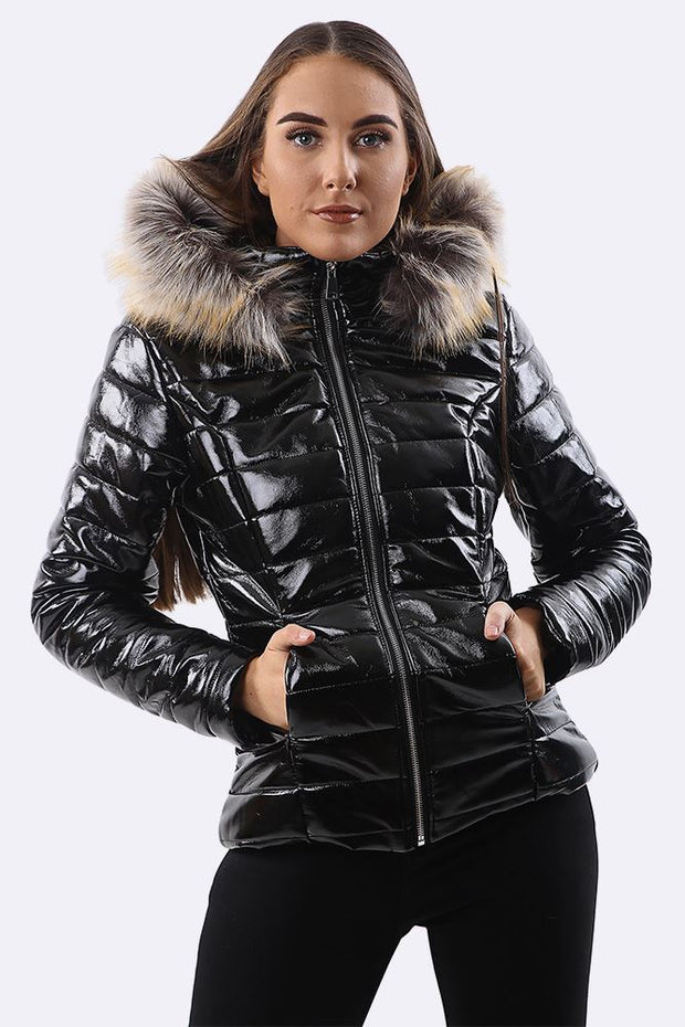 Georgia Quilted Faux Fur Hooded Long Sleeve Padded Jackets