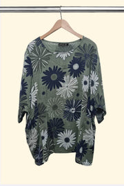Cotton Flower Print Oversized Baggy Top