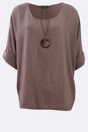 Kyla Plain Necklace Tunic Top