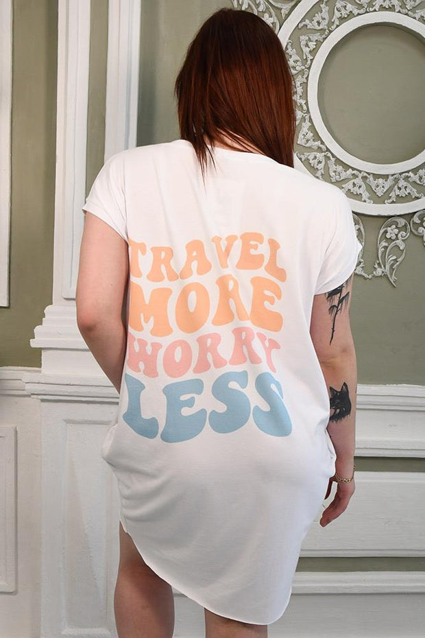 Travel More Worry Less Print Cotton Top