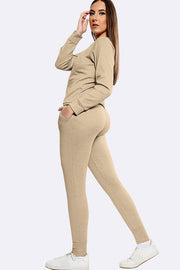Plain Long Sleeve Top Loungewear Tracksuits_GRWO