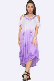 Womens Summer Embroidery Print Umbrella Cut Kaftan Dress_GRWO